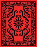 Bold Floral Swirl Paisley Red Design Rug