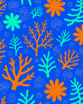 Vibrant Coral Shapes Aquatic Pattern Rug