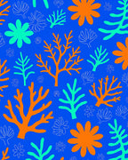 Vibrant Coral Shapes Aquatic Pattern Rug