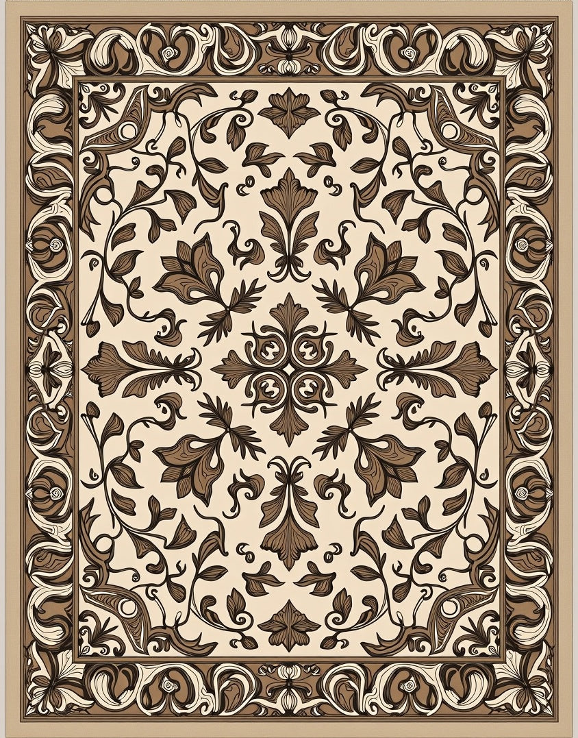 Classic Floral Scrollwork Pattern Rug