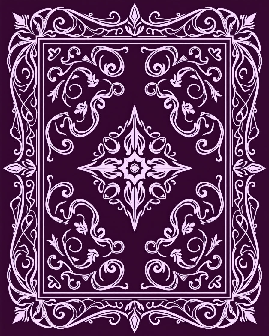 Elegant Scrollwork Floral Border Design Rug
