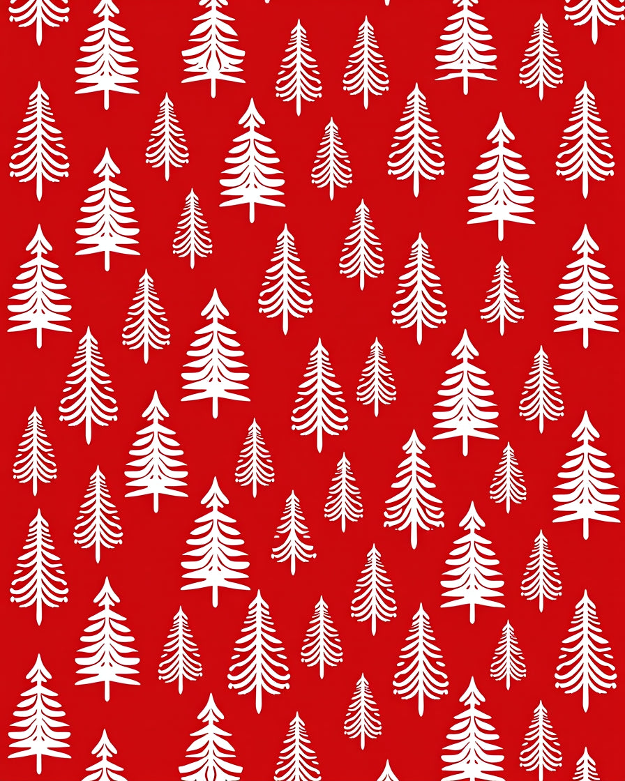 Crimson White Evergreen Forest Repeat Rug