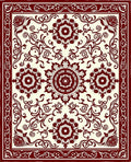 Dark Red Floral Mandala Patterned Rug