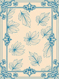 Elegant Blue Leaf Patterned Design Rug