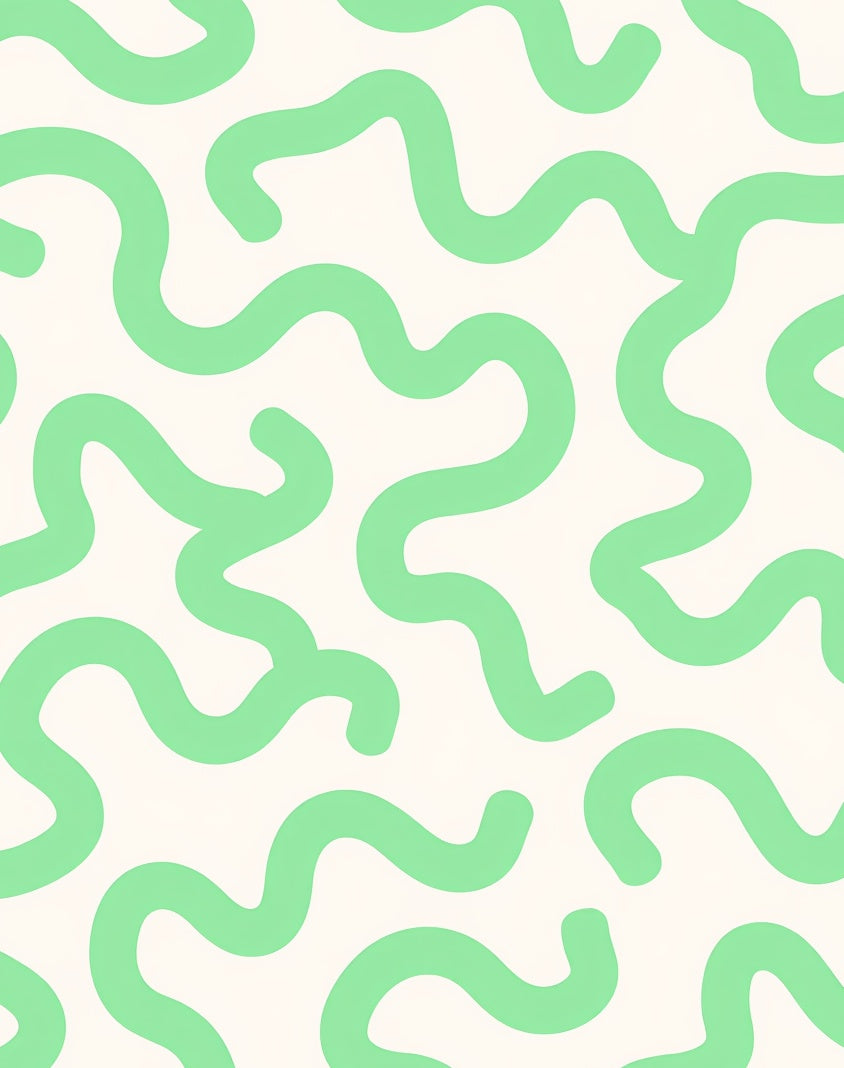Mint Wavy Organic Pattern Rug