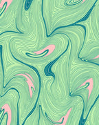 Abstract Flowing Lines Green Pattern Rug