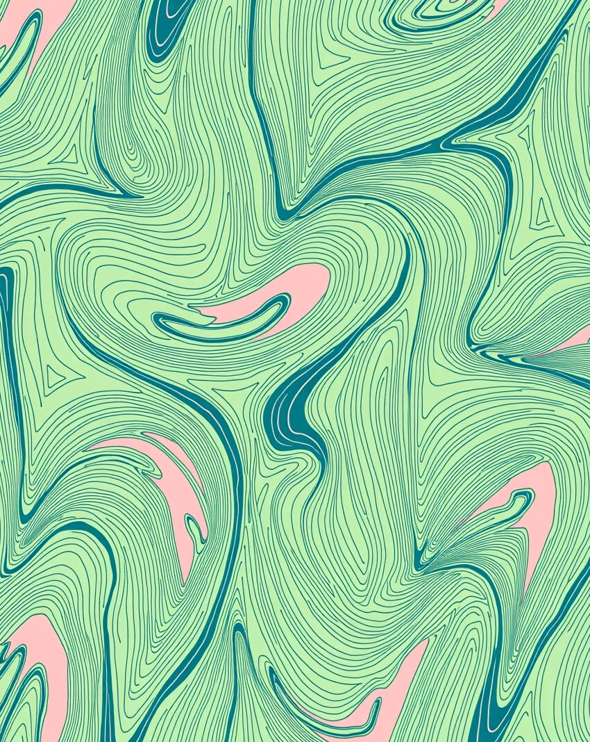 Abstract Flowing Lines Green Pattern Rug