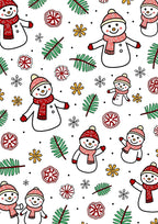 Christmas Snowman Pine Sprig Garland Rug