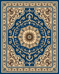 Rich Blue Floral Medallion Pattern Rug