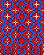 Bold Red Blue Floral Pattern Rug