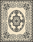 Art Nouveau Floral Scrollwork Pattern Rug