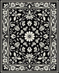Classic Black White Floral Scroll Rug