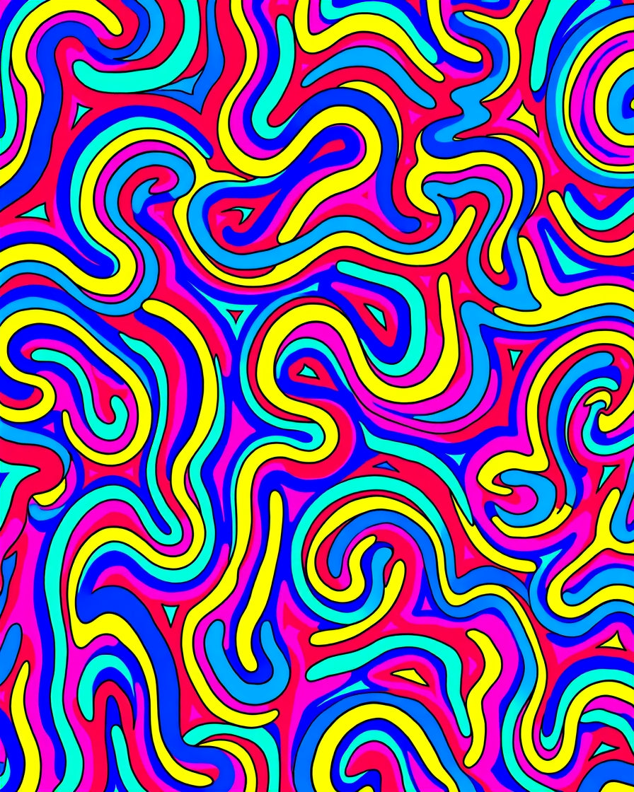 Vibrant Swirls and Triangles Pattern Rug