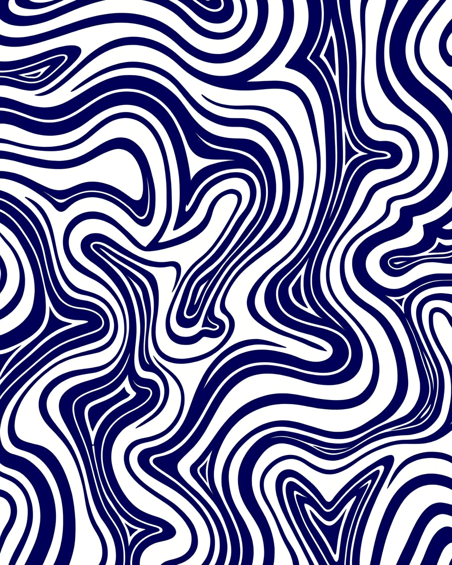 Navy Blue White Swirl Pattern Rug