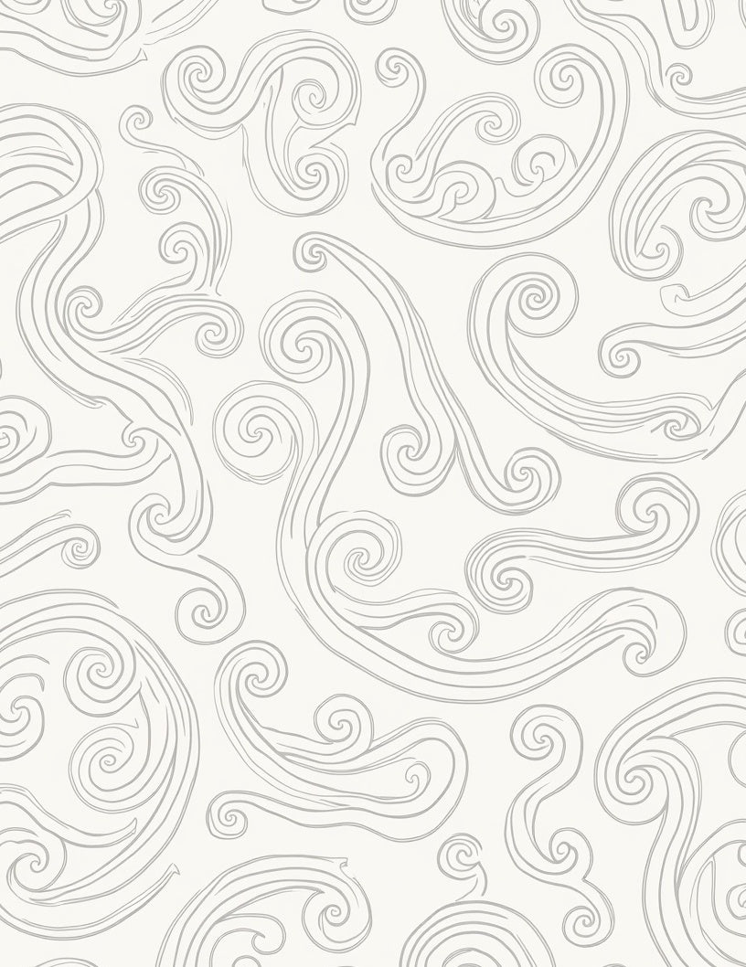 Swirling Whimsical Light Gray Pattern Rug