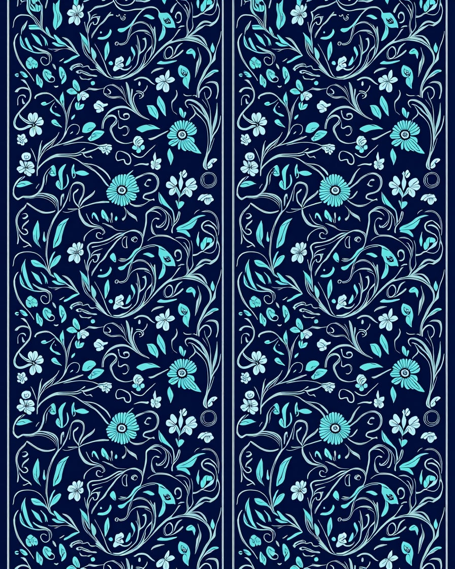 Vining Floral Art Nouveau Design Rug