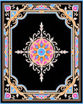 Vibrant Floral Medallion Frame Design Rug