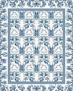 Delicate Blue Floral Pattern Design Rug