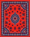 Classic Red Blue Floral Art Rug