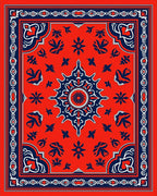 Classic Red Blue Floral Art Rug