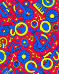 Bold Blue Yellow Abstract Pattern Rug