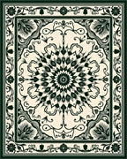 Ornate Medallion With Floral Border Design Rug