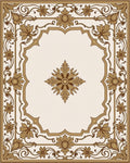 Ornamental Floral Medallion Border Rug