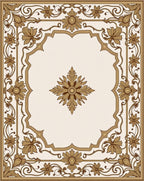 Ornamental Floral Medallion Border Rug