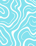 Aqua White Organic Swirl Pattern Rug