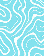 Aqua White Organic Swirl Pattern Rug