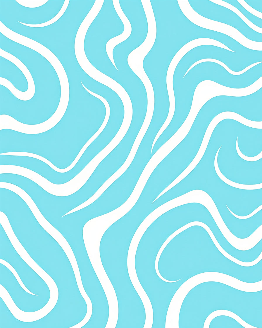 Aqua White Organic Swirl Pattern Rug