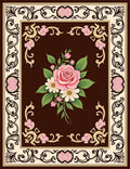 Elegant Floral Bouquet Scroll Border Rug