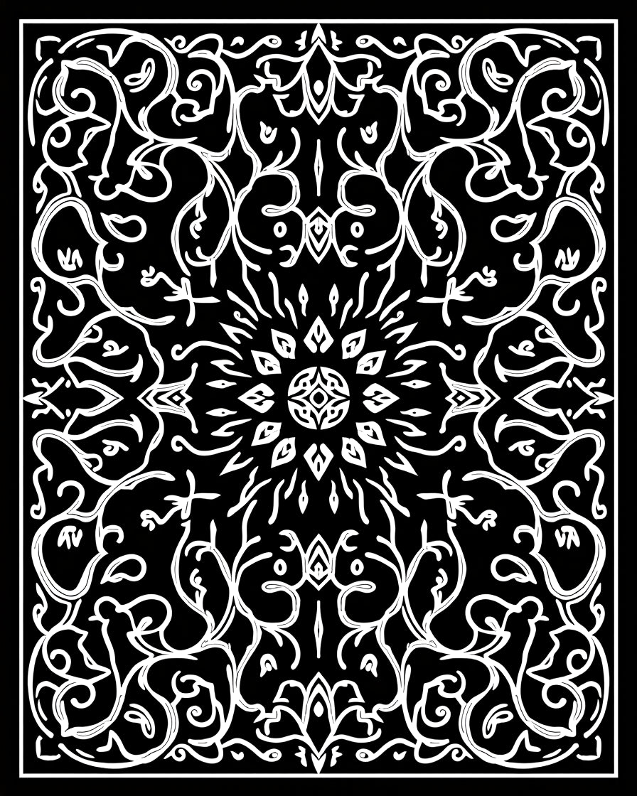Intricate Floral Symmetry Design Rug