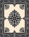Classic Black Cream Medallion Border Rug