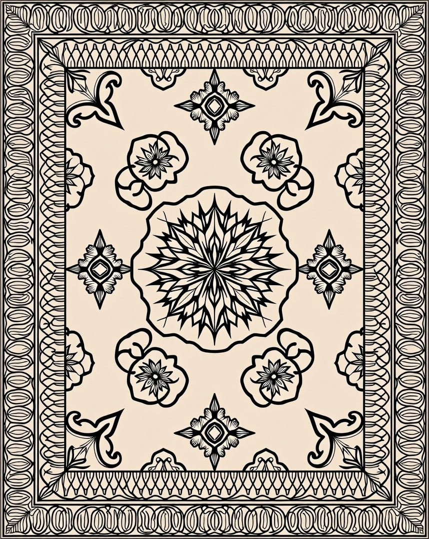 Intricate Floral Mandala Geometric Pattern Rug