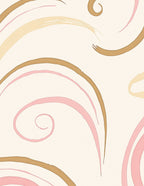 Soft Pink Gold Swirl Abstract Rug