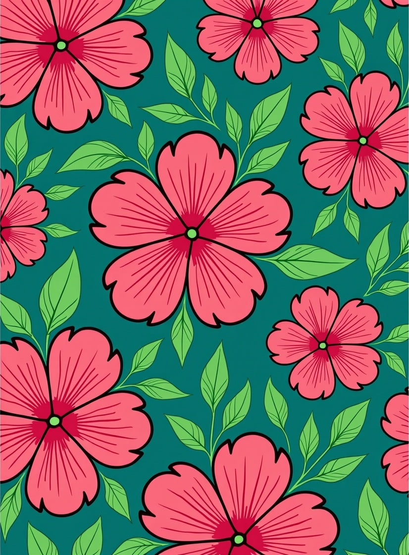 Bold Orchid Pink Floral Tropical Pattern Rug