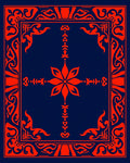 Red Floral Inspired Geometric Border Design Rug