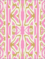 Pink Gold Abstract Geometric Medallion Rug