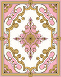 Elegant Pink and Gold Floral Scroll Rug
