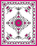 Ornate Floral Mandala Pink Grey Design Rug