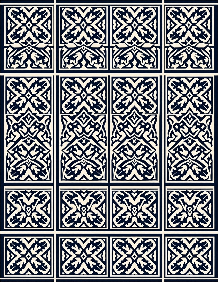 Classic Geometric Vine Repeating Pattern Rug