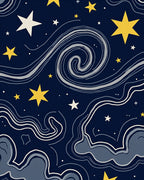 Celestial Swirl Starry Night Pattern Rug