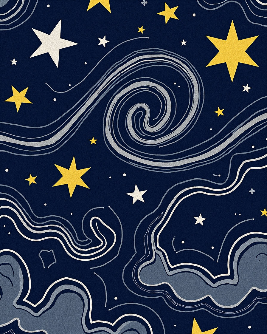 Celestial Swirl Starry Night Pattern Rug