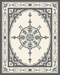 Elegant Monochrome Medallion Ornamental Design Rug