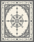 Elegant Monochrome Medallion Ornamental Design Rug
