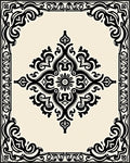 Black Damask Floral Ornate Design Rug