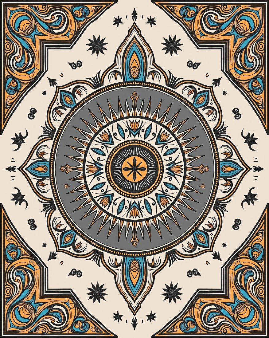 Mandala Tribal Sunburst Medallion Rug