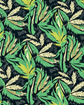 Tropical Leaf Patterned Vibrant Green Rug
