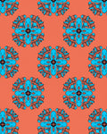 Coral Blue Mandala Pattern Rug